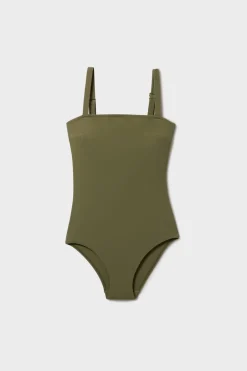 ETAM Bañadores|Bañador moldeador de escote cuadrado KAKI