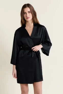 ETAM Batas|Batas Y Kimonos|Bata de seda NEGRO