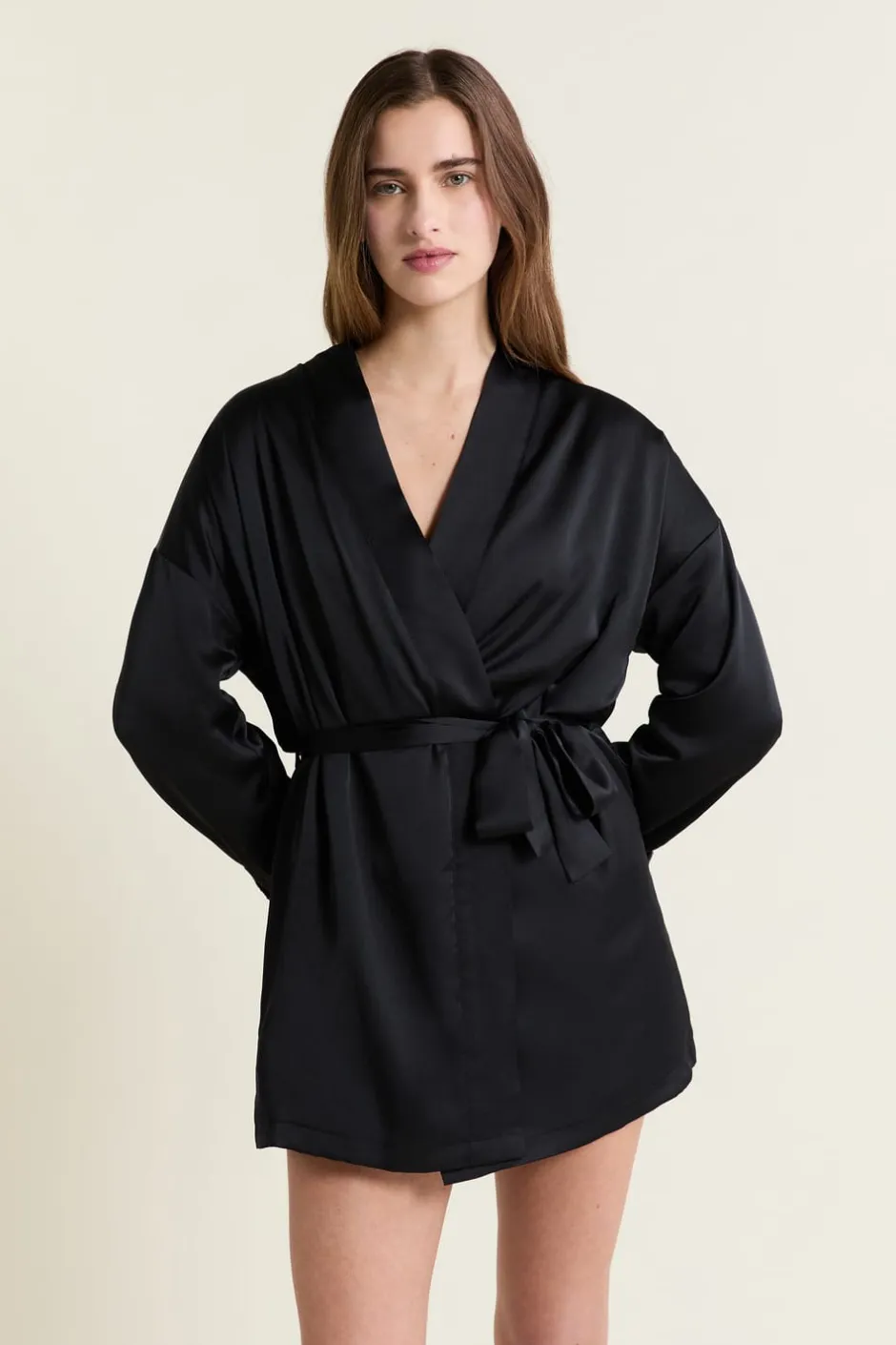ETAM Pijamas Calentitos|Batas|Bata interior de forro polar NEGRO