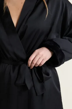 ETAM Pijamas Calentitos|Batas|Bata interior de forro polar NEGRO