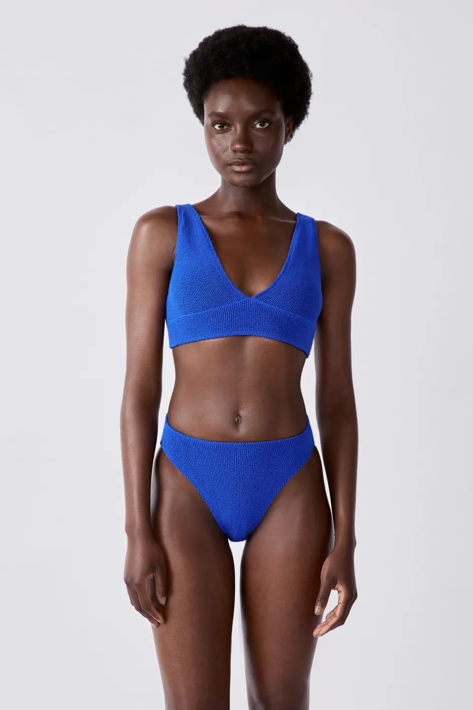 ETAM High Leg|Bikini|Bikini de pierna alta con braguita elástica AZUL REAL