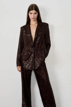 ETAM Chaquetas|Blazers|Blazer de lentejuelas MARRÓN