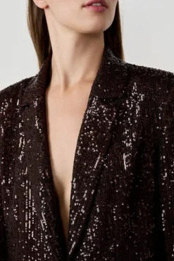 ETAM Chaquetas|Blazers|Blazer de lentejuelas MARRÓN