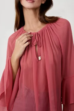 ETAM Camisas Fluidas|Camisas Chic|Blusa con mangas de volantes MELOCOT&Oacute;N