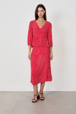 ETAM Camisas Y Blusas Estampadas|Camisas Fluidas|Blusa de lunares ESTAMPADO FONDO CORAL