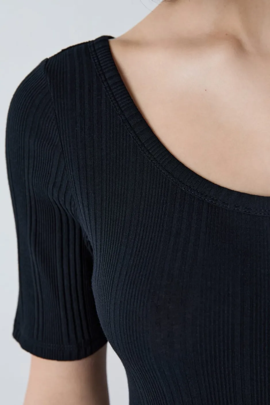 ETAM Partes De Arriba De Pijama|Los Pijamas Más Responsables|Body de algodón acanalado NEGRO