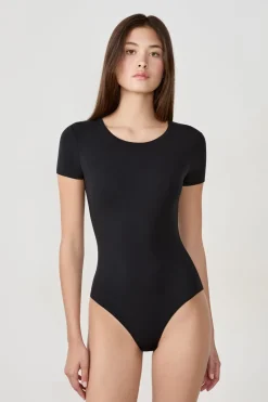 ETAM Bodys|Body de manga corta de microfibra NEGRO