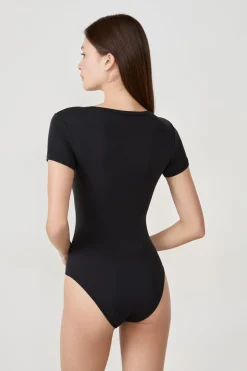 ETAM Bodys|Body de manga corta de microfibra NEGRO
