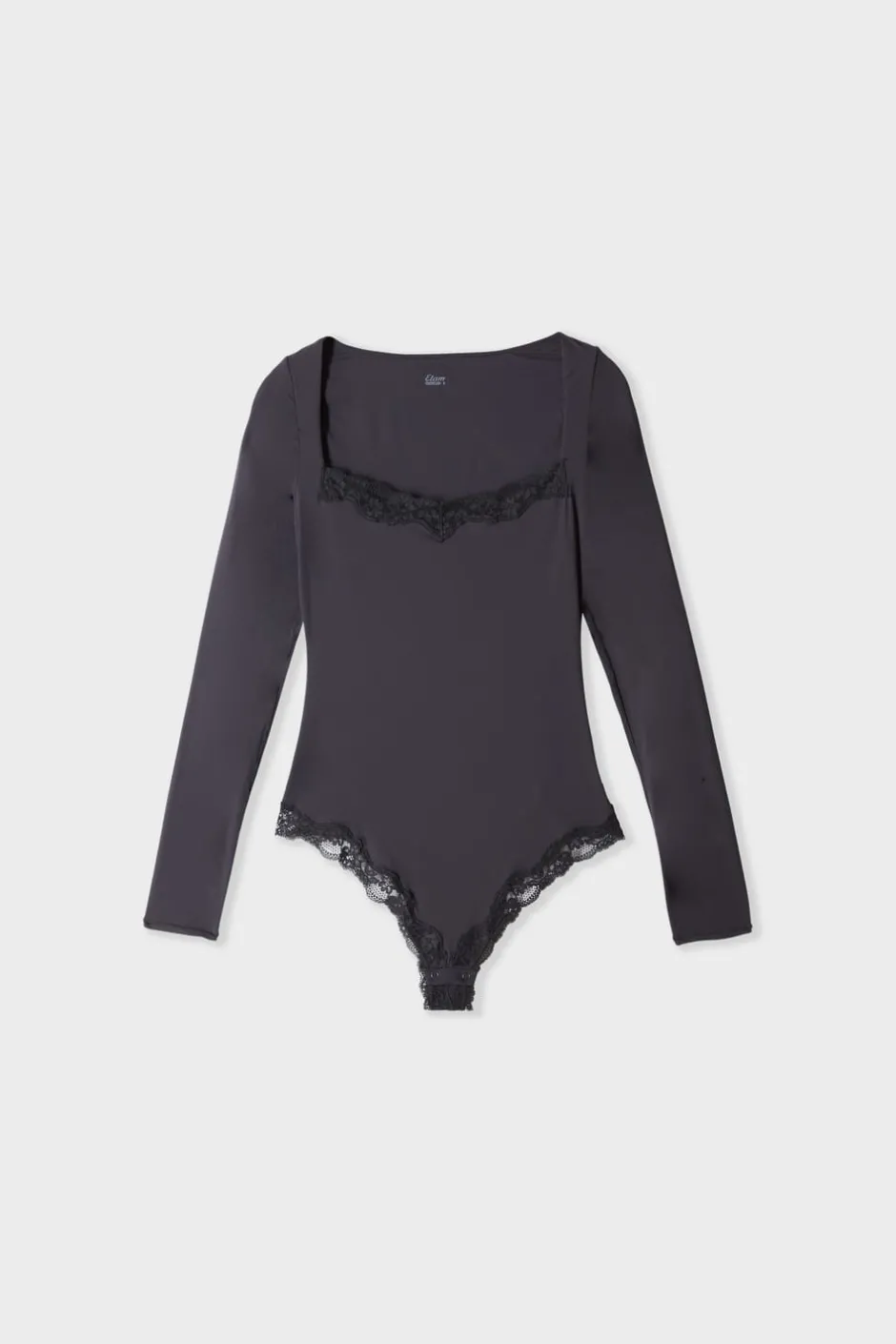 ETAM Bodys|Body de manga larga de microfibra y encaje NEGRO
