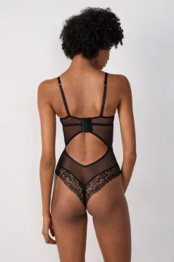 ETAM Bodys|Body de tul y encaje NEGRO
