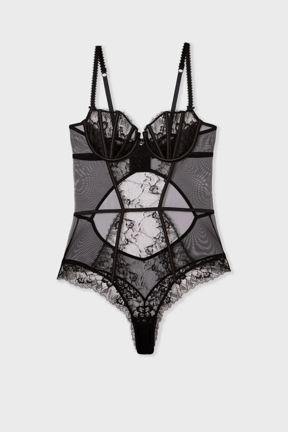 ETAM Bodys|Body de tul y encaje NEGRO