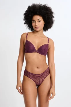 ETAM Brasileña|Braga brasileña con bordado floral MORADO