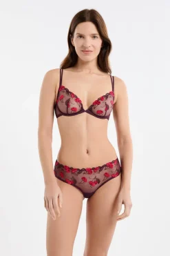 ETAM Brasileña|Braga brasileña con estampado de cerezas MORADO