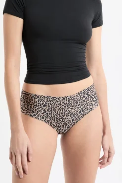 ETAM Brasileña|Braguitas Party|Braga brasileña de microfibra sin costuras con estampado de leopardo IMP FD MARR&Oacute;N