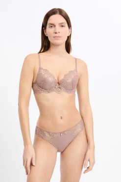 ETAM Braguitas Novias|Braguitas Encaje|Braga brasileña de microfibra y encaje TOPO