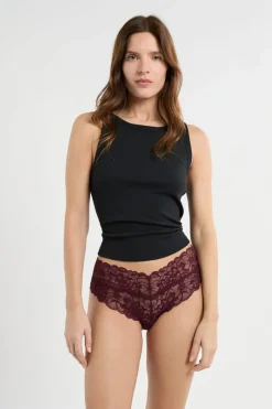 ETAM Braguitas Encaje|Brasileña|Braga brasileñas en forma de V de encaje MORADO