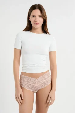 ETAM Braguitas Encaje|Brasileña|Braga brasileñas en forma de V de encaje ROSA EMPOLVADO
