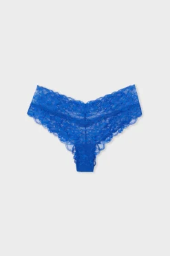 ETAM Braguitas Encaje|Brasileña|Braga brasileñas en forma de V de encaje AZUL REAL