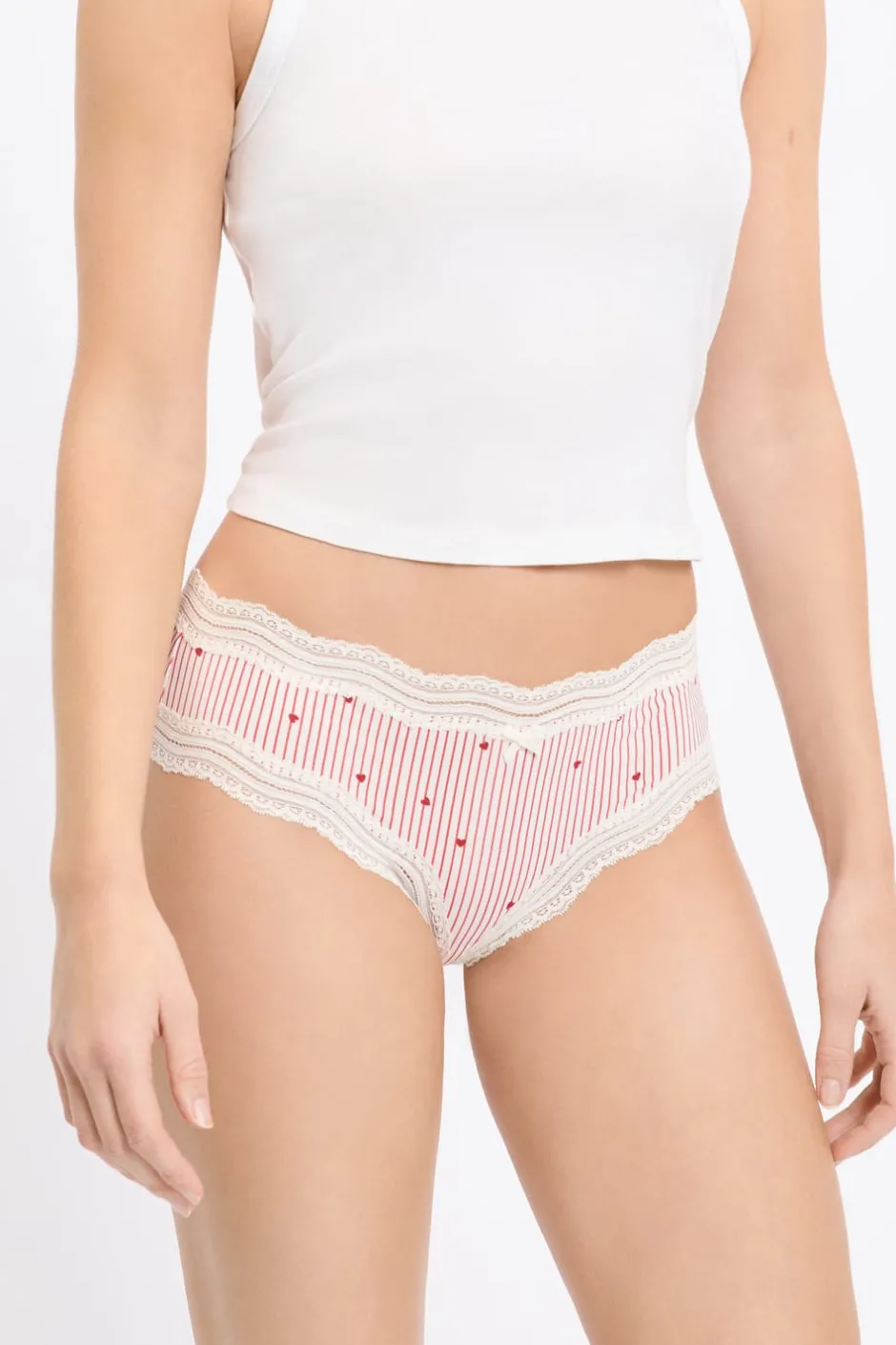 ETAM Culotte|Braguitas Party|Braga culotte con bordes de encaje de microfibra IMP FD BLANCO