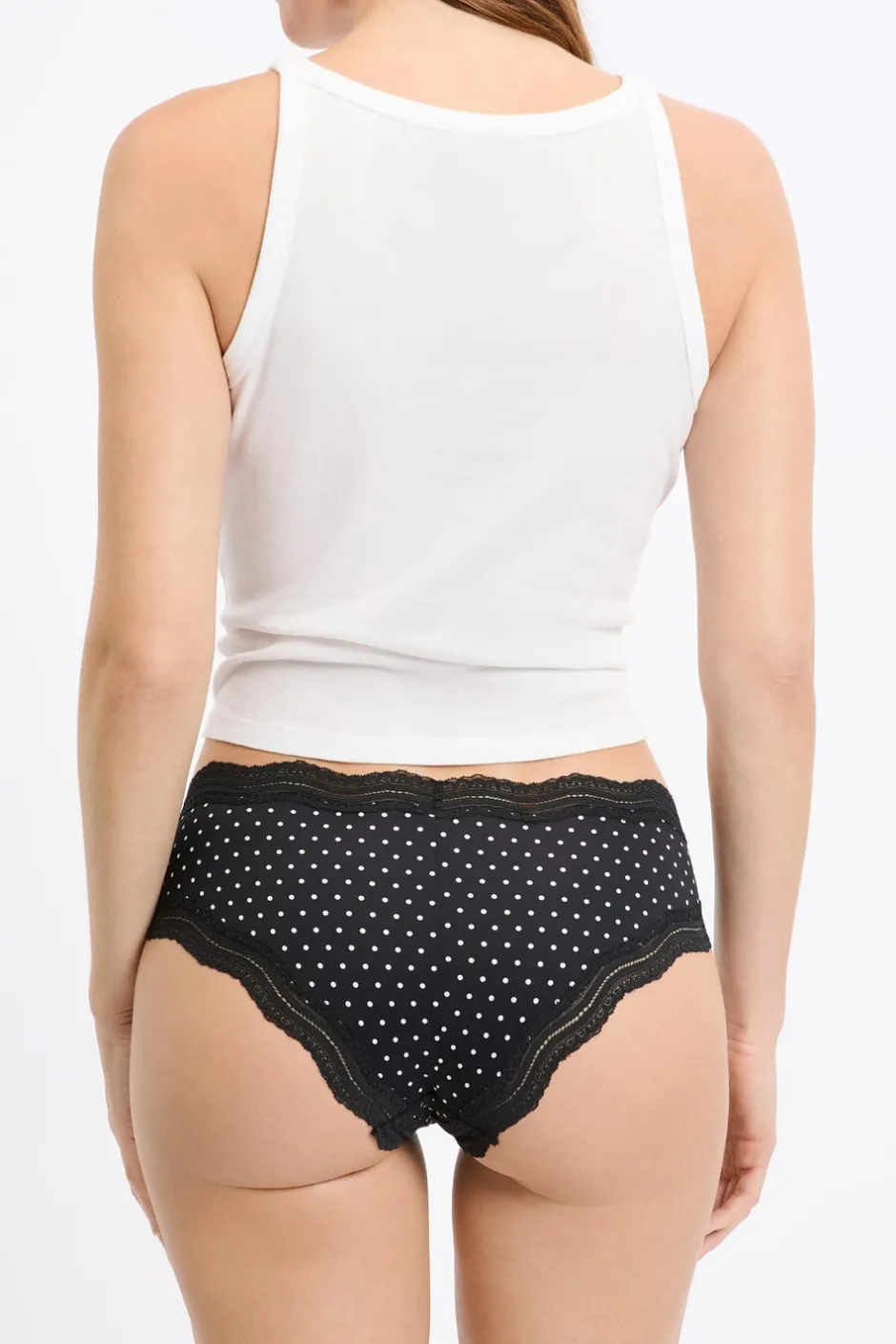 ETAM Culotte|Braguitas Party|Braga culotte con bordes de encaje de microfibra IMP FD NEGRO