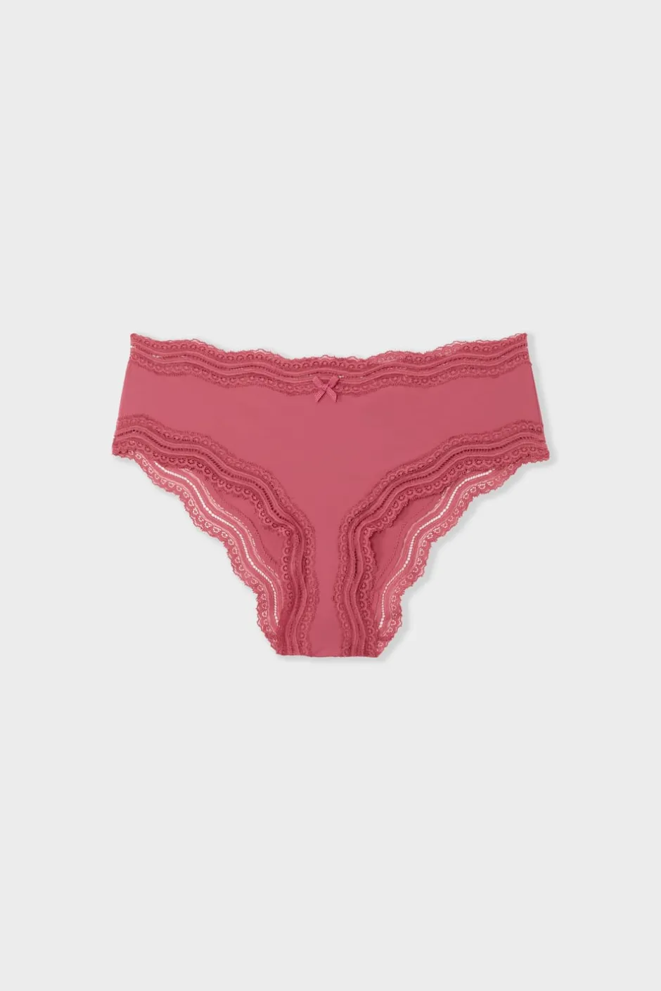 ETAM Culotte|Braguitas Party|Braga culotte con bordes de encaje de microfibra ROSA CARAMELO
