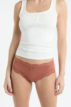 ETAM Culotte|Braguitas Party|Braga culotte con bordes de encaje de microfibra arena