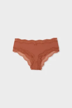 ETAM Culotte|Braguitas Party|Braga culotte con bordes de encaje de microfibra arena