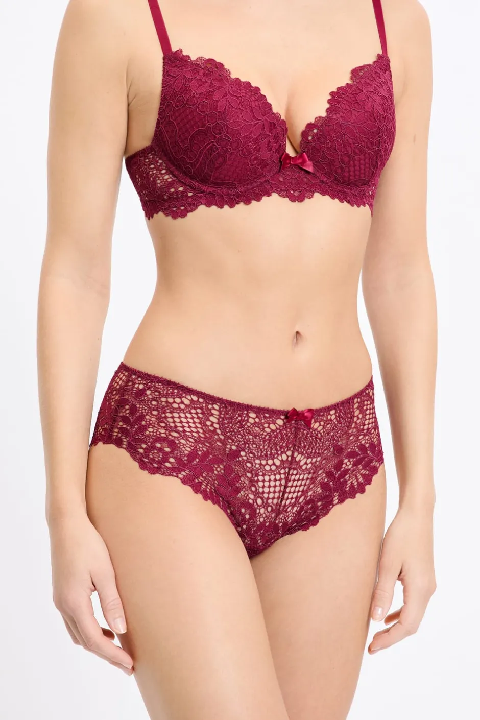 ETAM Braguitas Encaje|Culotte|Braga culotte de encaje BURDEOS GRANATE