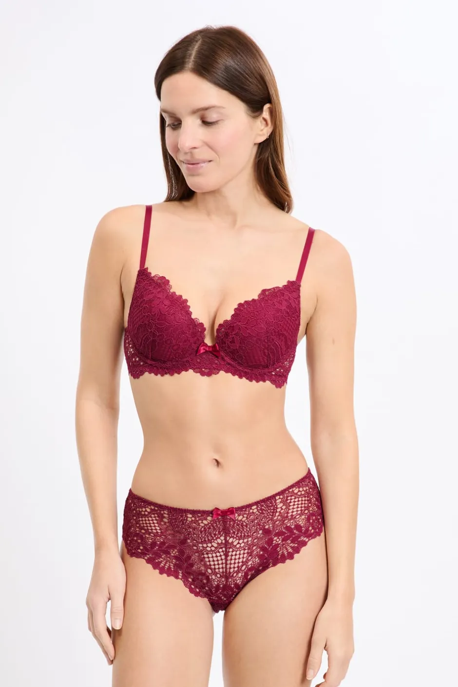 ETAM Braguitas Encaje|Culotte|Braga culotte de encaje BURDEOS GRANATE