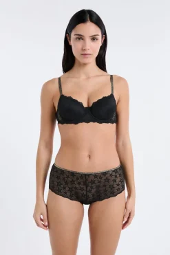 ETAM Braguitas Encaje|Culotte|Braga culotte de encaje con motivos de estrellas brillantes NEGRO