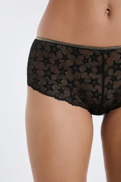ETAM Braguitas Encaje|Culotte|Braga culotte de encaje con motivos de estrellas brillantes NEGRO