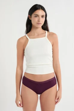 ETAM Culotte|Braguitas Party|Braga culotte de microfibra con detalles de encaje ROSA CARAMELO