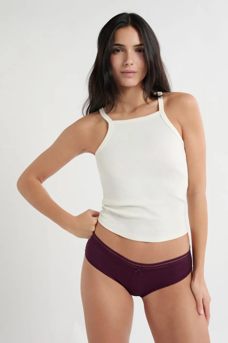 ETAM Culotte|Braguitas Party|Braga culotte de microfibra con detalles de encaje ROSA CARAMELO