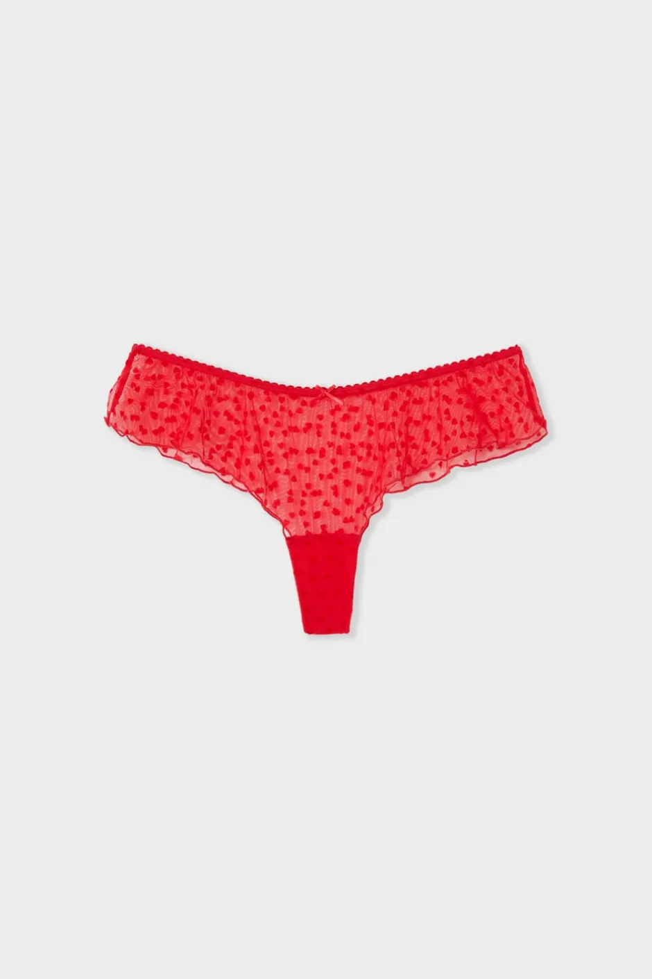 ETAM Brasileña|Braguitas Party|Braga culotte de tul flocado con motivos de corazones IMP FONDO ROSA