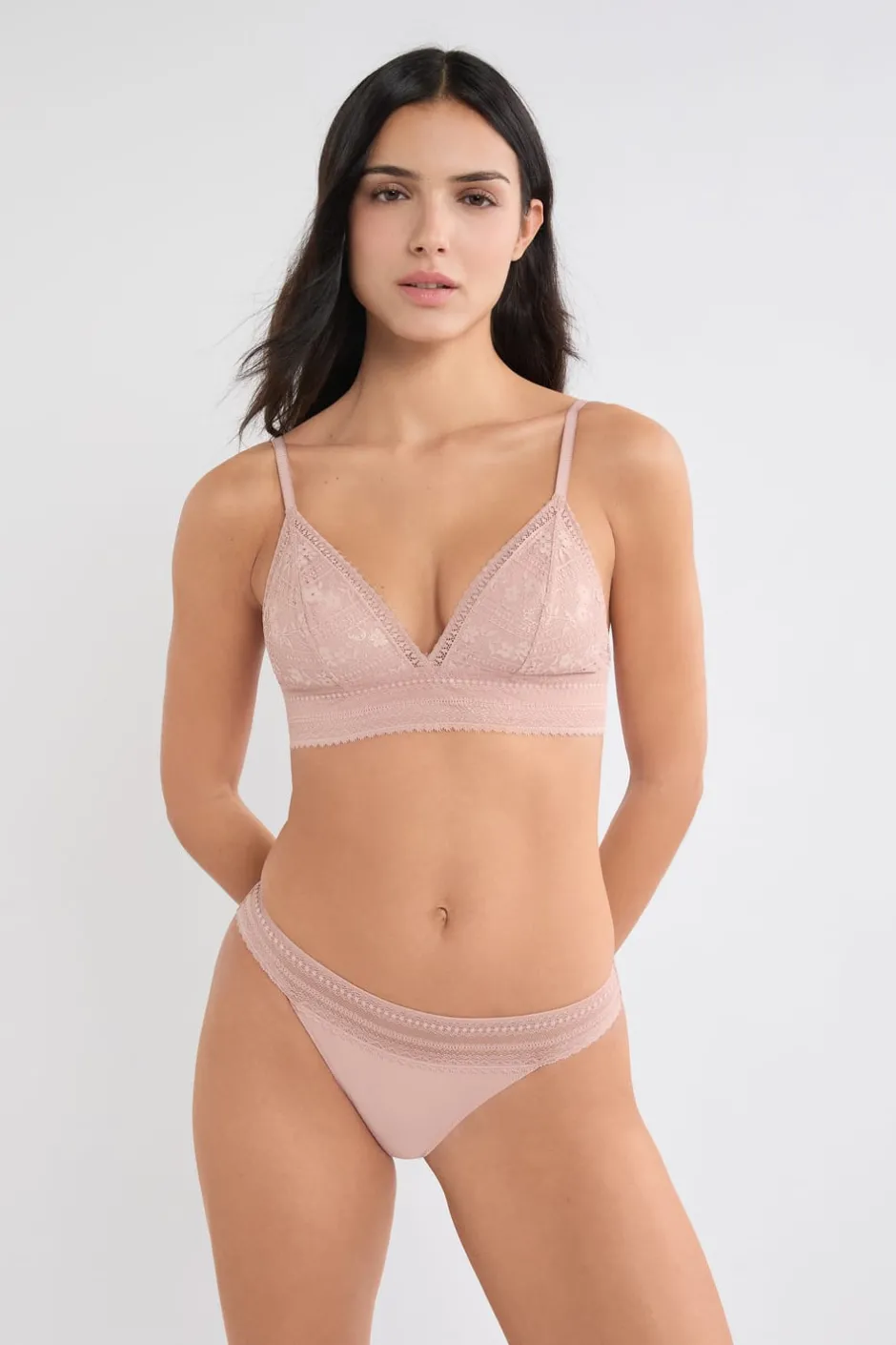 ETAM Braguitas Encaje|Braguita|Braga de encaje y microfibra ROSA EMPOLVADO