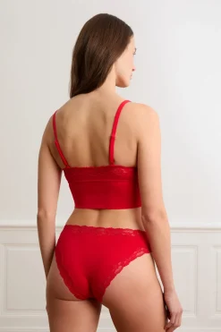 ETAM Braguita|Braga de microfibra con detalles de encaje ROJO
