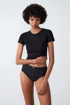 ETAM Talle Alto|Braguita|Braga menstrual de cintura alta - Flujo medio NEGRO