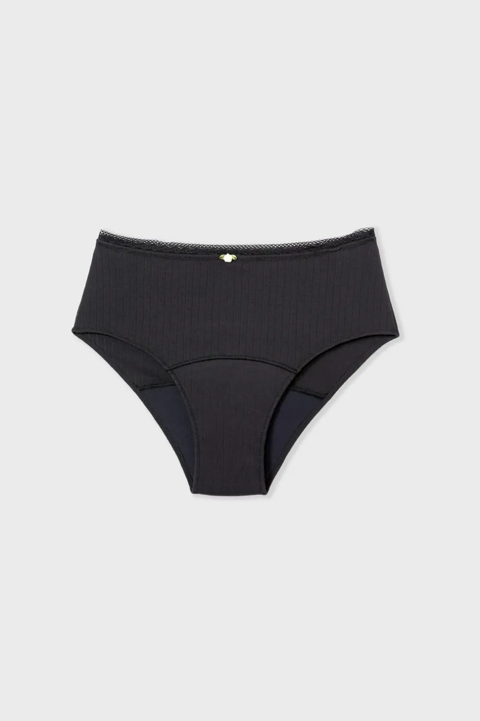 ETAM Talle Alto|Braguita|Braga menstrual de cintura alta - Flujo medio NEGRO
