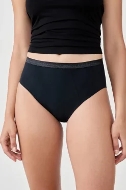 ETAM Talle Alto|Braguita|Braga menstrual de cintura alta - Flujo abundante NEGRO