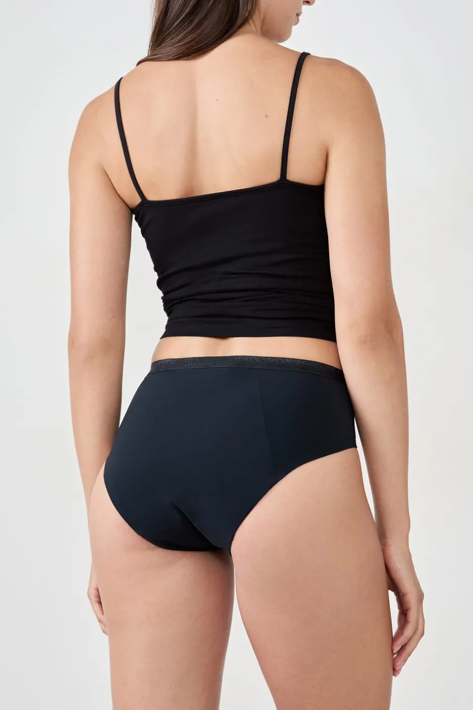 ETAM Talle Alto|Braguita|Braga menstrual de cintura alta - Flujo abundante NEGRO