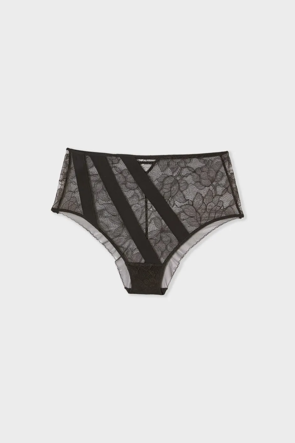 ETAM Braguitas Encaje|Talle Alto|Braga midi de encaje NEGRO