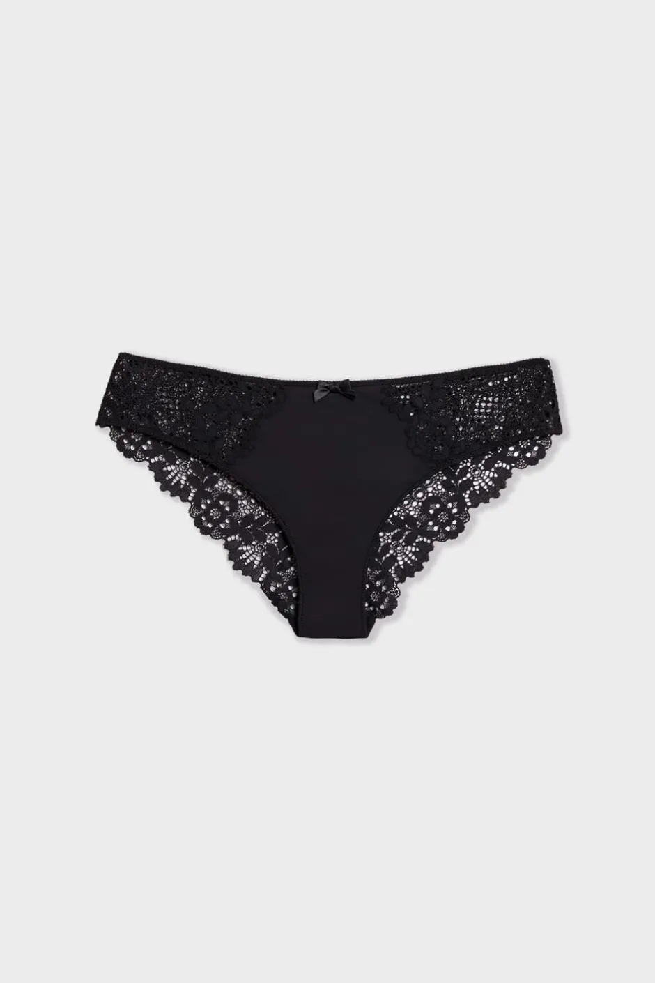 ETAM Brasileña|Novedades Braguitas|Braguita brasileña de microfibra y encaje NEGRO