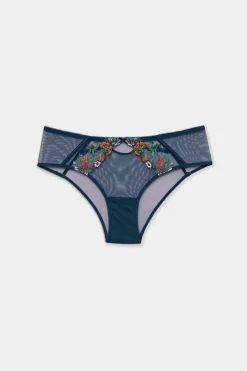 ETAM Brasileña|Braguita brasileña de tul bordado AZUL PETR&Oacute;LEO