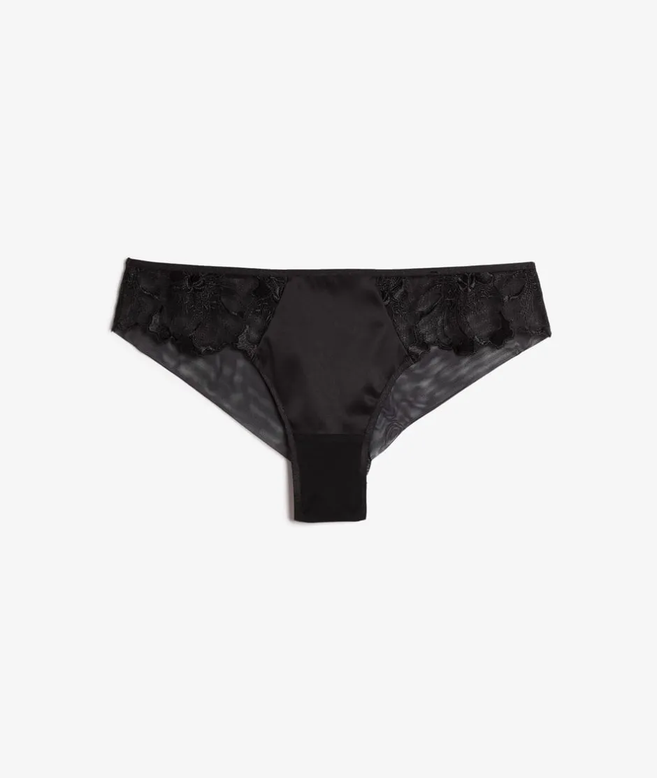 ETAM Brasileña|Braguita brasileña de tul bordado NEGRO