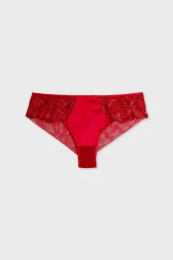 ETAM Brasileña|Braguita brasileña de tul bordado ROJO