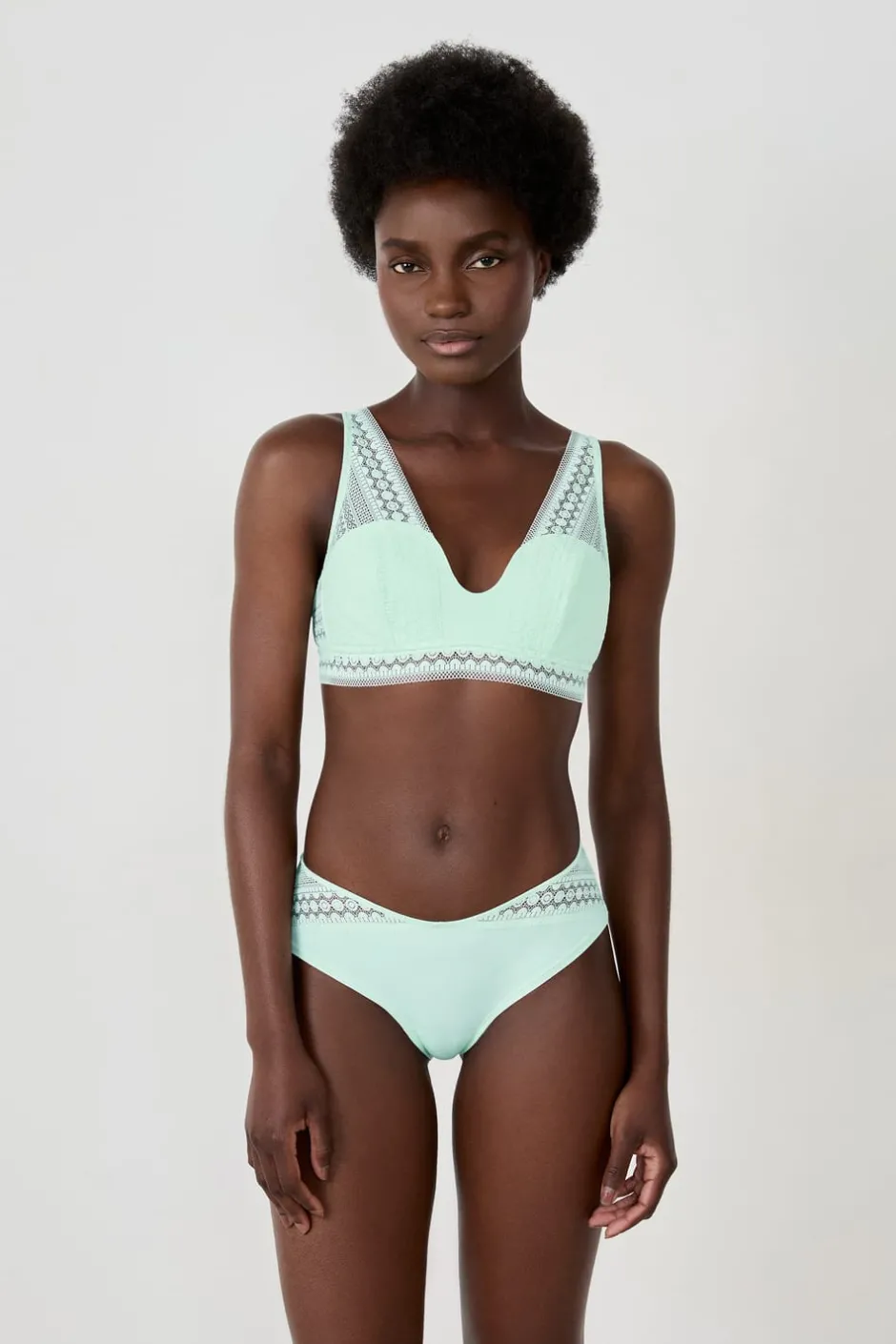 ETAM Braguitas Encaje|Culotte|Braguita con encaje VERDE PÁLIDO