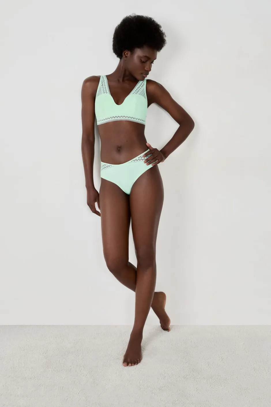 ETAM Braguitas Encaje|Culotte|Braguita con encaje VERDE PÁLIDO
