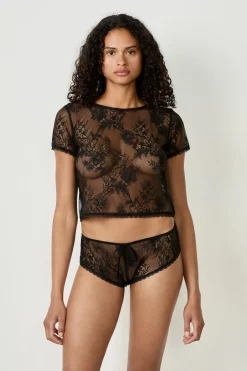 ETAM Pijamas Sexy|Partes De Abajo De Pijama|Braguita culotte bordada NEGRO