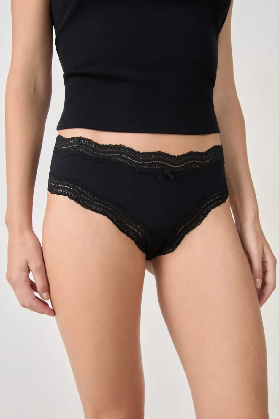 ETAM Culotte|Braguitas Party|Braguita culotte de microfibra con cordones NEGRO