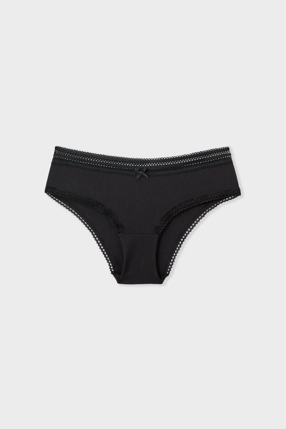 ETAM Culotte|Braguitas Party|Braguita culotte de microfibra con detalle de encaje NEGRO